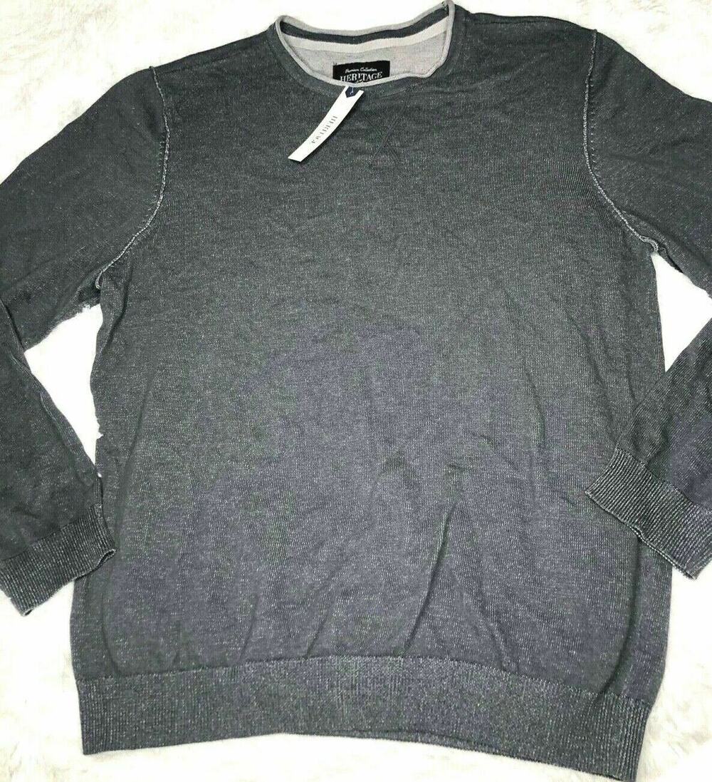 Heritage Report Collection Pull Over Sweater Long Sleeves Crew Neck Charcoal XL